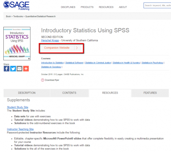 Data Sets access through sagepub.com, book product page