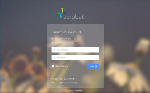 Acrobatiq log-in screen_Login to your account