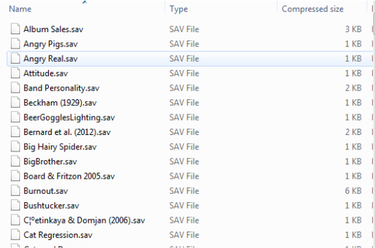 Data Sets extract .sav files from the zip file 