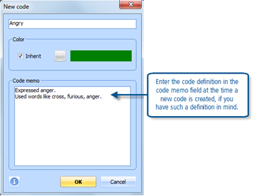 Figure 7.7.1 – Code creation dialog