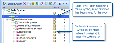 Figure 7.7.3 – Memos in the Code System