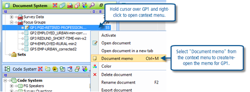Figure 6.1.1 – Opening a document memo