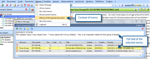 Figure 6.1.5 – Finding all the memos attached to one document