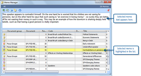 Figure 5.4.4 – The Memo Manager