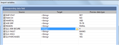 Figure 5.8.3 – Editing variable types during survey data import