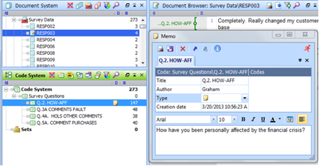 Figure 5.8.9 – Using a code memo to store survey question wording