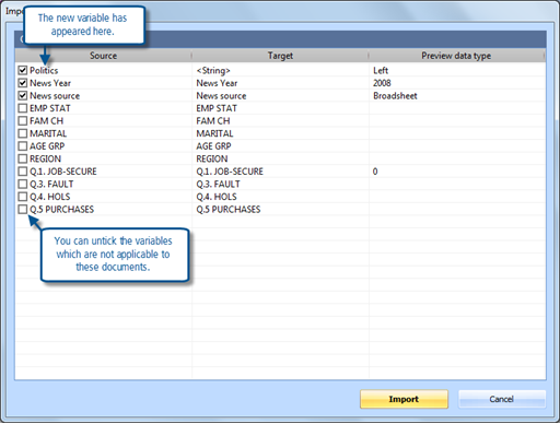 Figure 12.2.1 – Selecting variables to import