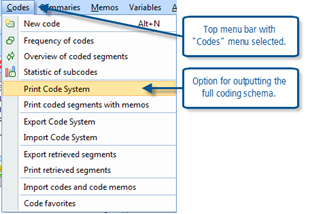 Figure 9.1.1 – Codes main menu