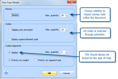 Figure 8.3.5 – One-case model import options in MAXMaps