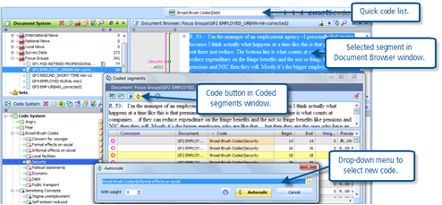 Figure 8.5.1 – Recoding in the Overview of Coded Segments window