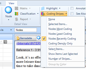 how to turn on coding stripes in nvivo 12